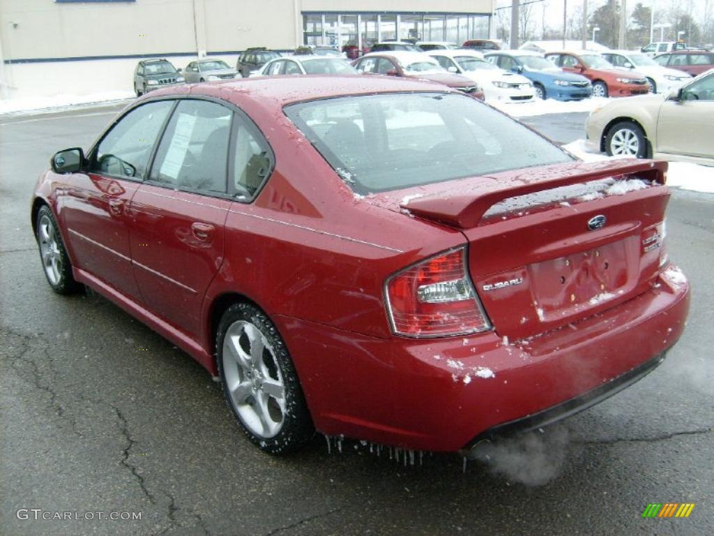 2005 Legacy 2.5 GT Limited Sedan - Garnet Red Pearl / Charcoal Black photo #5