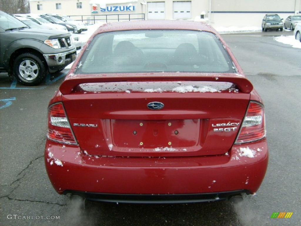 2005 Legacy 2.5 GT Limited Sedan - Garnet Red Pearl / Charcoal Black photo #6