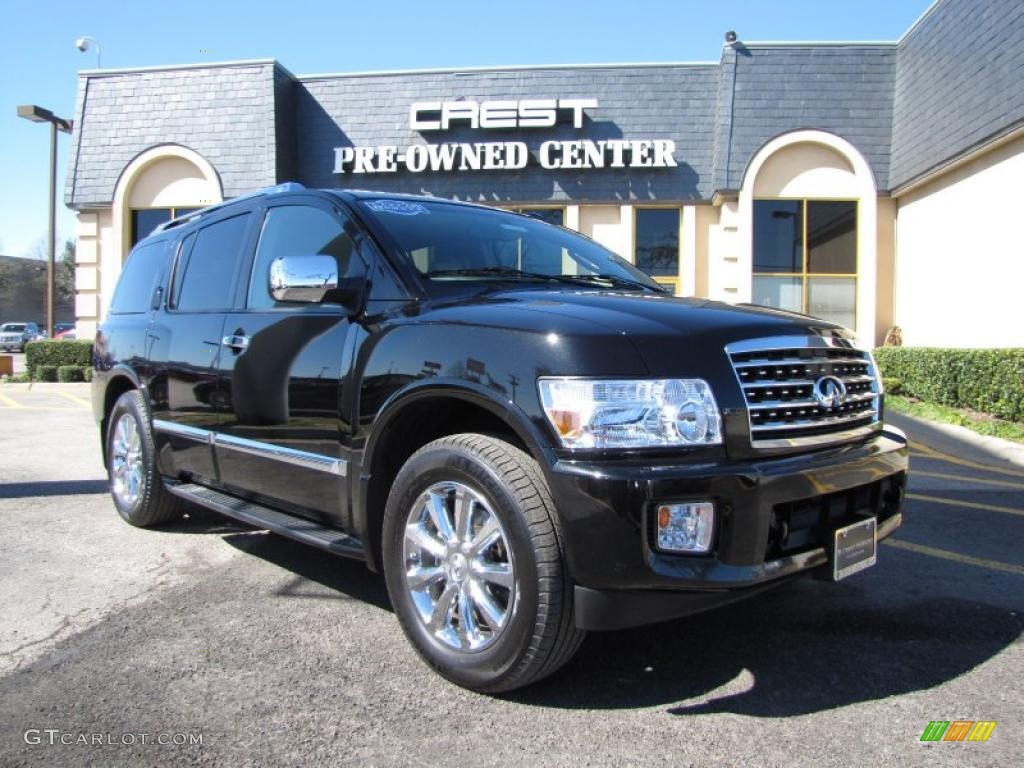 2008 QX 56 4WD - Liquid Onyx Black / Stone photo #1