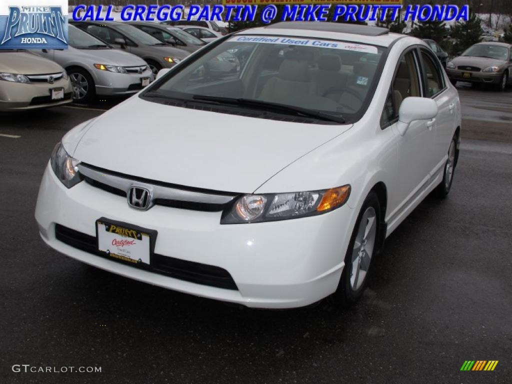 2007 Civic EX Sedan - Taffeta White / Ivory photo #3