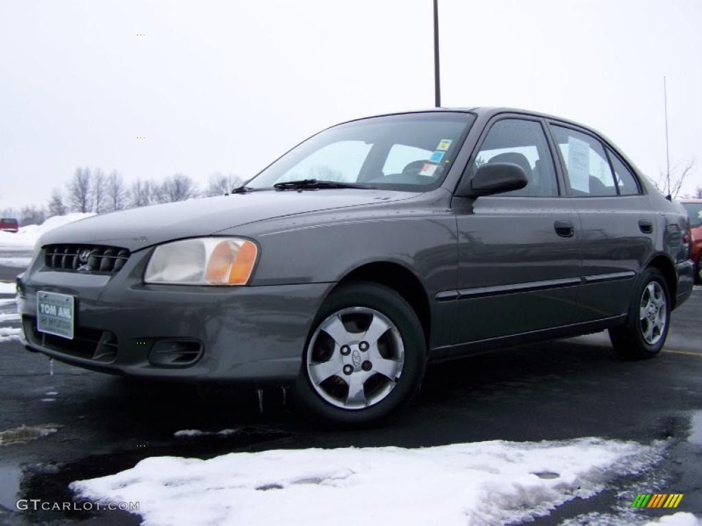 2001 Accent GL Sedan - Charcoal Gray / Gray photo #4