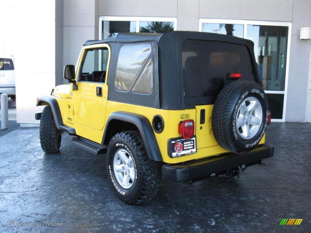 2004 Wrangler Sport 4x4 - Solar Yellow / Dark Slate Gray photo #7