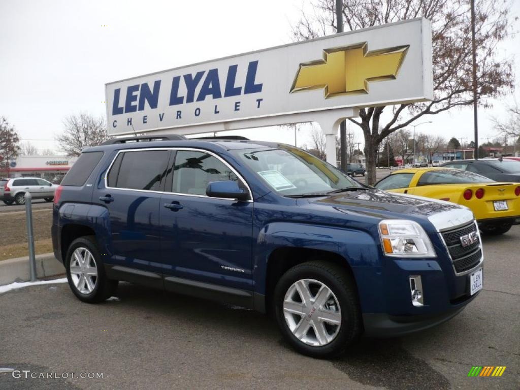 2010 Terrain SLT AWD - Atlantic Blue Metallic / Light Titanium photo #1