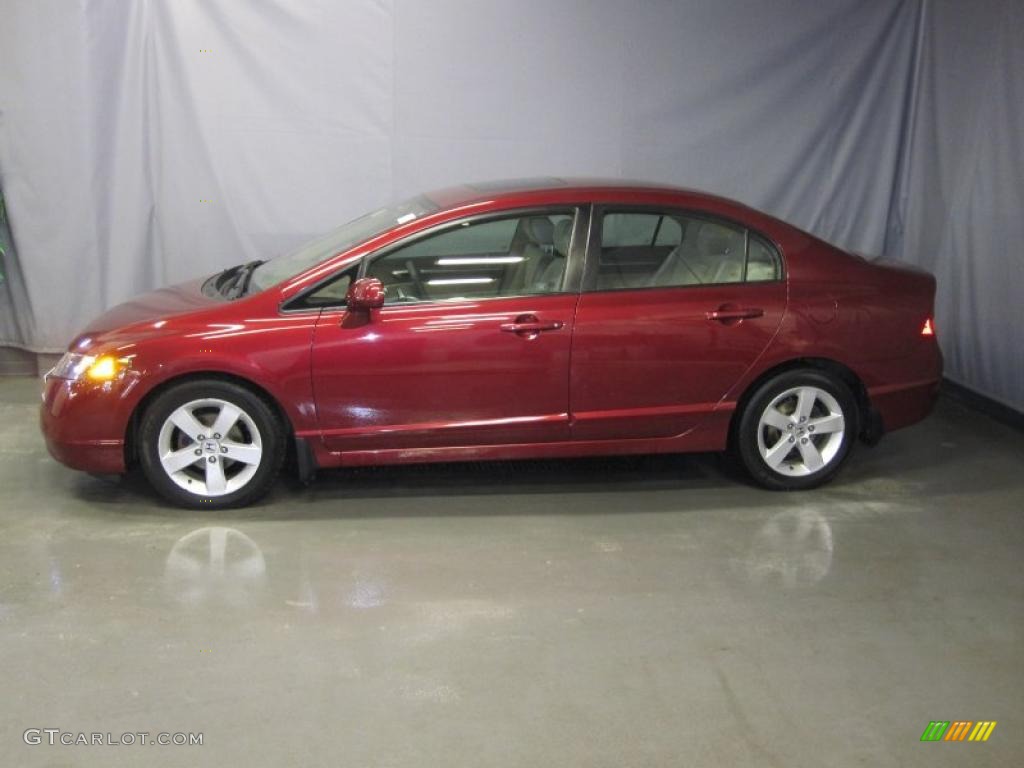2007 Civic EX Sedan - Tango Red Pearl / Ivory photo #2