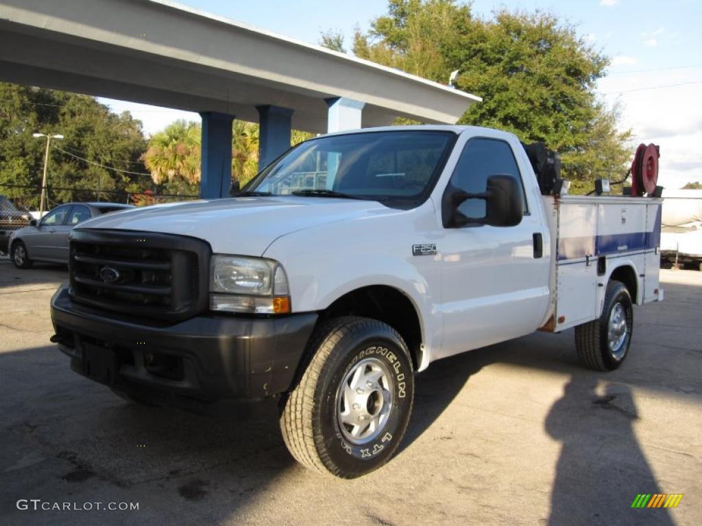 2003 F250 Super Duty XL Regular Cab 4x4 Utility - Oxford White / Medium Flint Grey photo #6