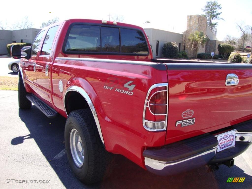 2003 F250 Super Duty XLT Crew Cab 4x4 - Red Clearcoat / Medium Parchment Beige photo #3