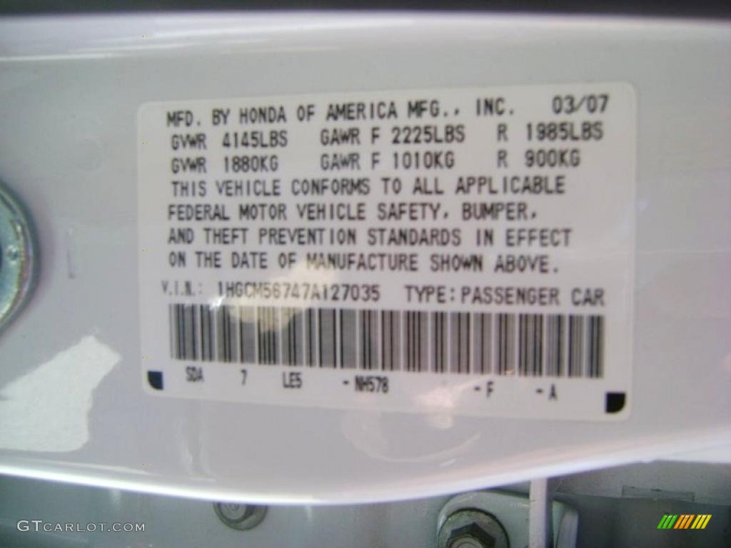 2007 Accord EX Sedan - Taffeta White / Ivory photo #43