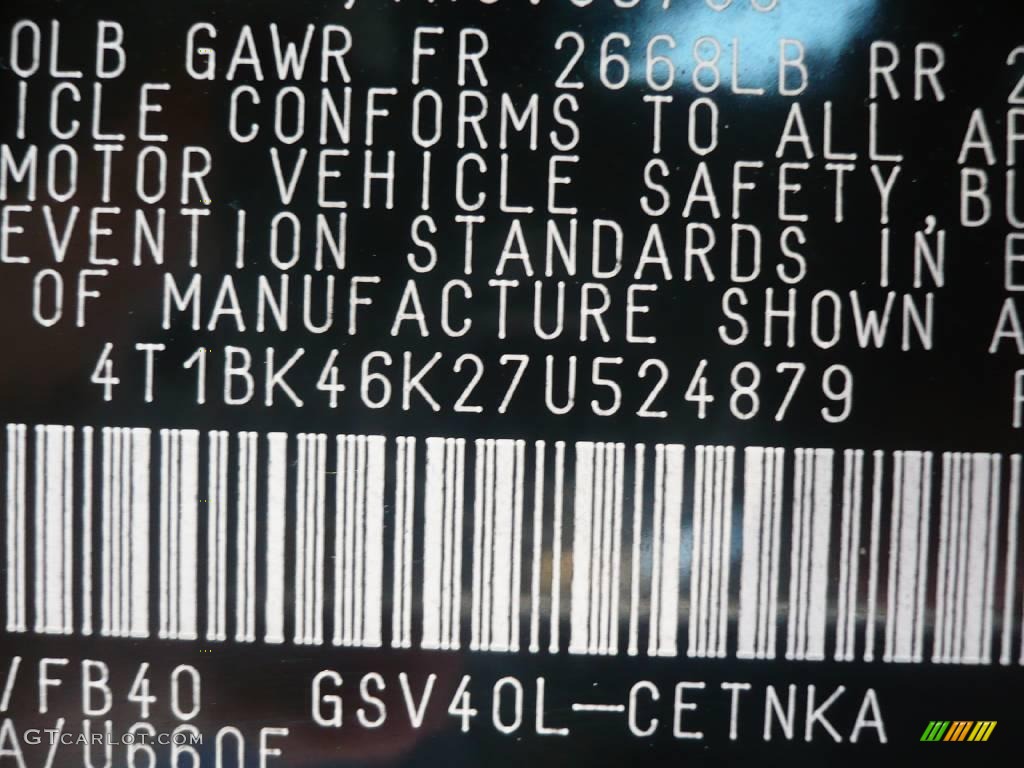 2007 Camry LE V6 - Black / Bisque photo #13