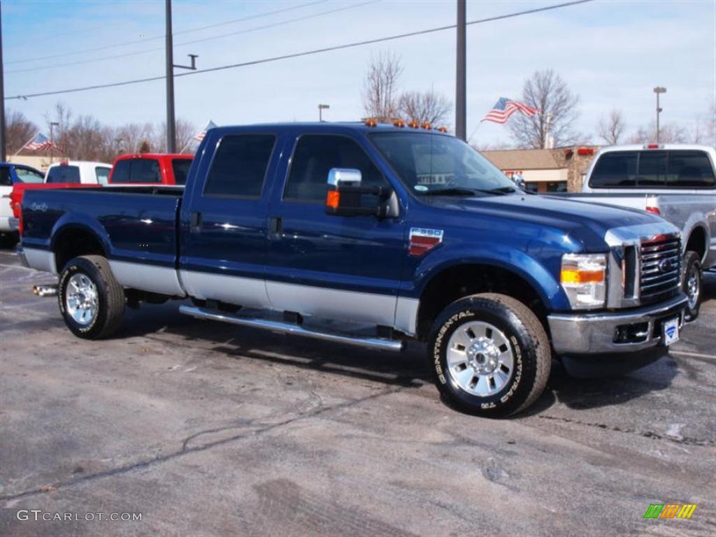 2008 F350 Super Duty XLT Crew Cab 4x4 - Dark Blue Pearl Metallic / Camel photo #2