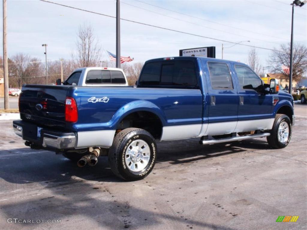 2008 F350 Super Duty XLT Crew Cab 4x4 - Dark Blue Pearl Metallic / Camel photo #3