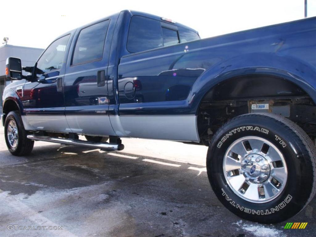 2008 F350 Super Duty XLT Crew Cab 4x4 - Dark Blue Pearl Metallic / Camel photo #4