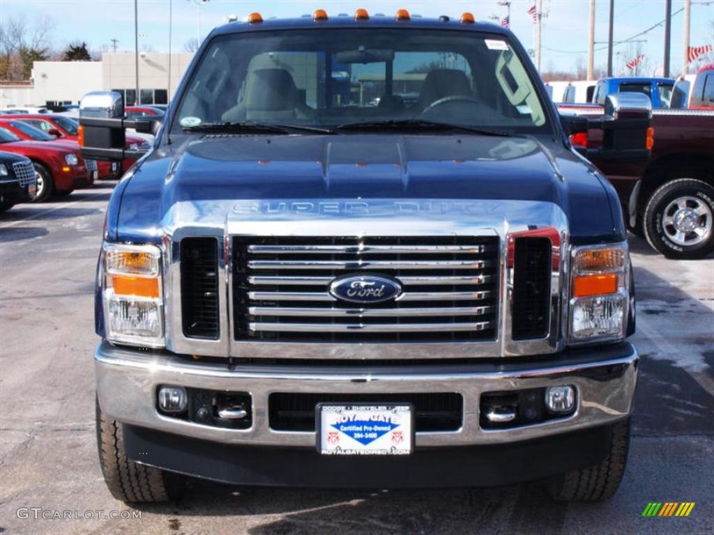 2008 F350 Super Duty XLT Crew Cab 4x4 - Dark Blue Pearl Metallic / Camel photo #8