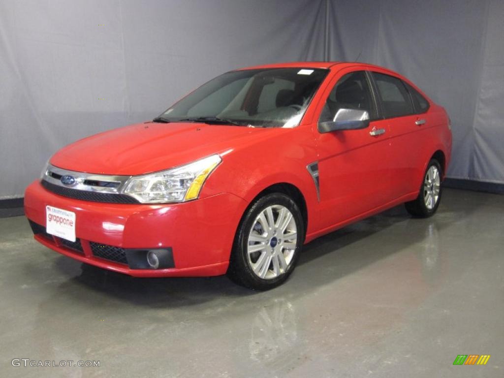 2008 Focus SE Sedan - Vermillion Red / Charcoal Black photo #1