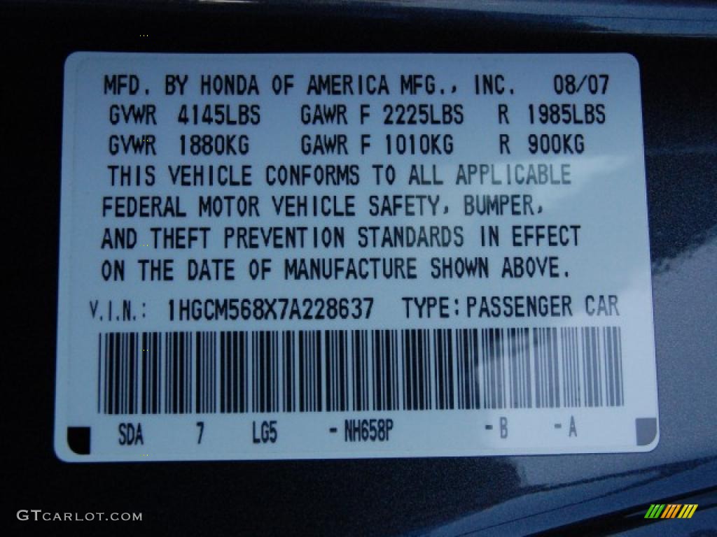 2007 Accord EX-L Sedan - Graphite Pearl / Gray photo #19