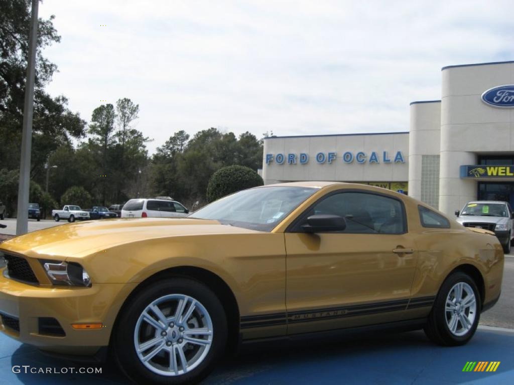 2010 Mustang V6 Coupe - Sunset Gold Metallic / Charcoal Black photo #1