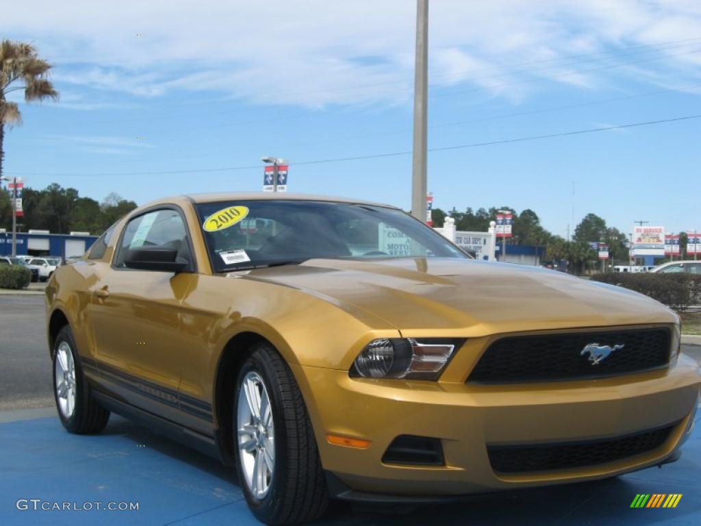 2010 Mustang V6 Coupe - Sunset Gold Metallic / Charcoal Black photo #8