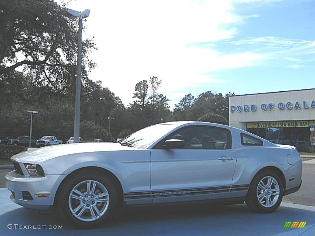 2010 Mustang V6 Coupe - Brilliant Silver Metallic / Stone photo #1