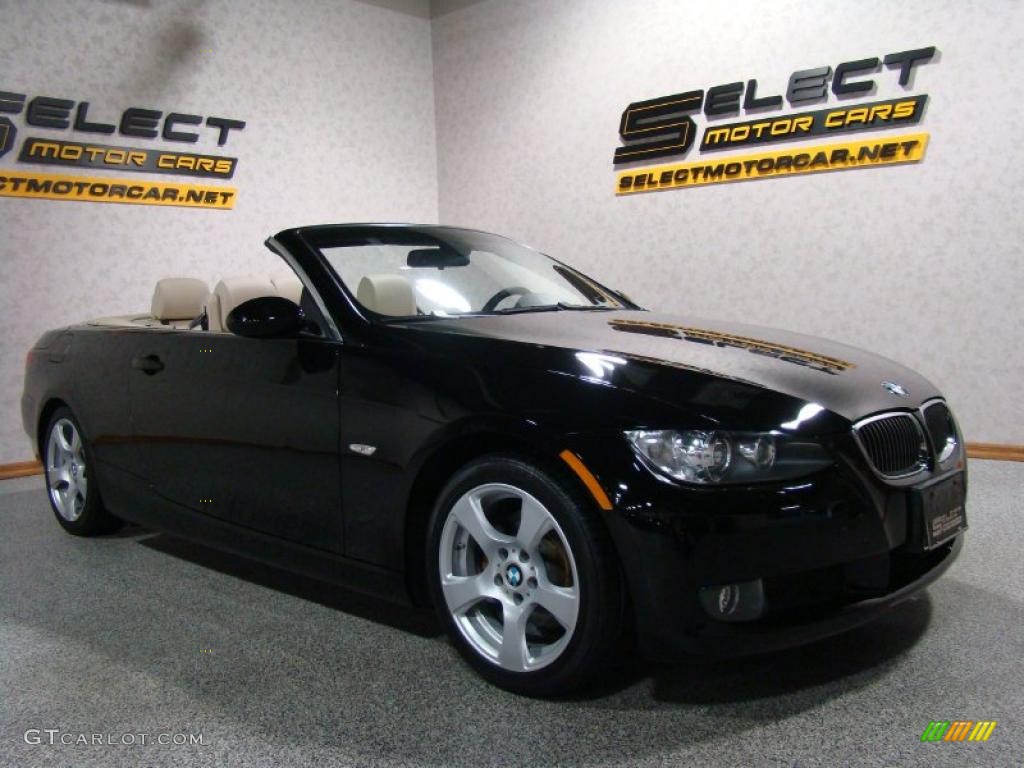 2007 3 Series 328i Convertible - Jet Black / Cream Beige photo #3