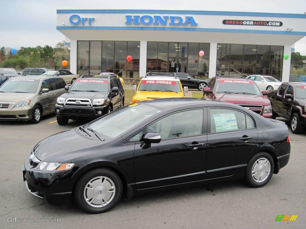 2009 Civic Hybrid Sedan - Crystal Black Pearl / Beige photo #1