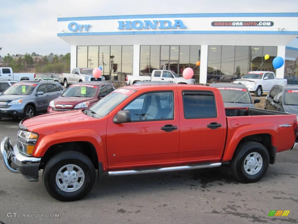 2008 Canyon SLE Crew Cab 4x4 - Red Orange Metallic / Ebony photo #1