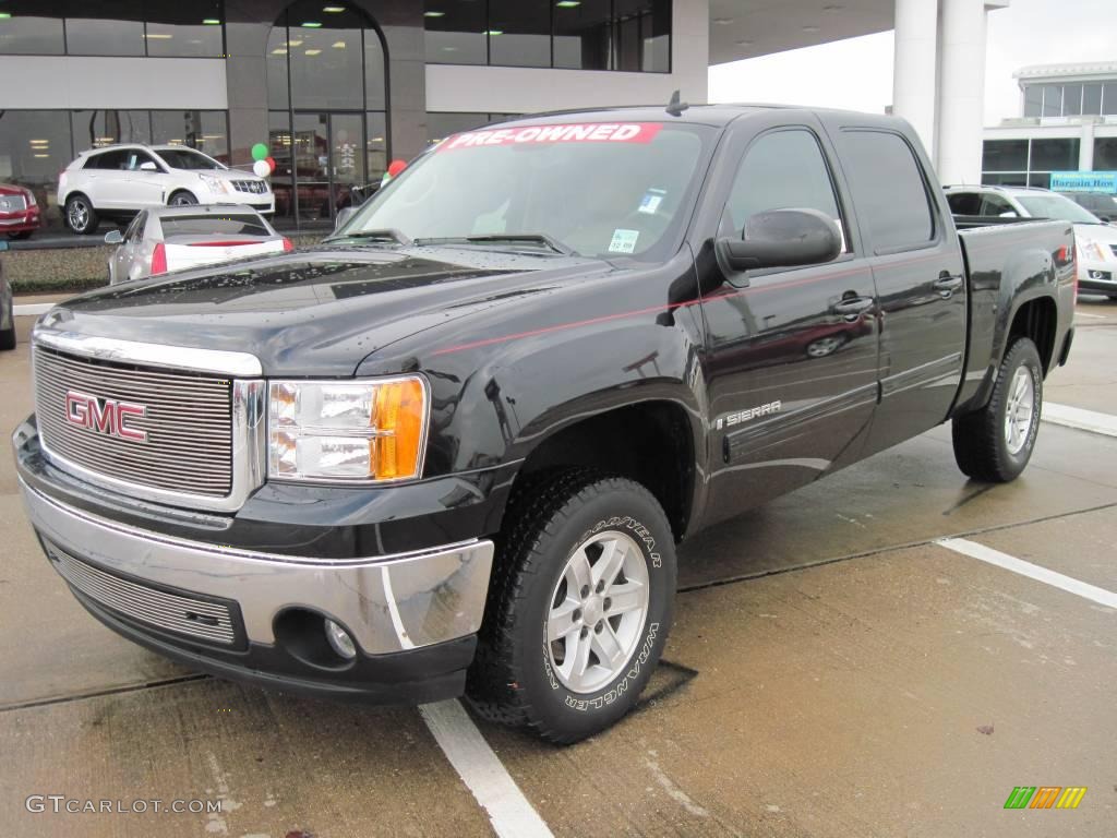 2008 Sierra 1500 SLT Crew Cab 4x4 - Onyx Black / Light Cashmere photo #1