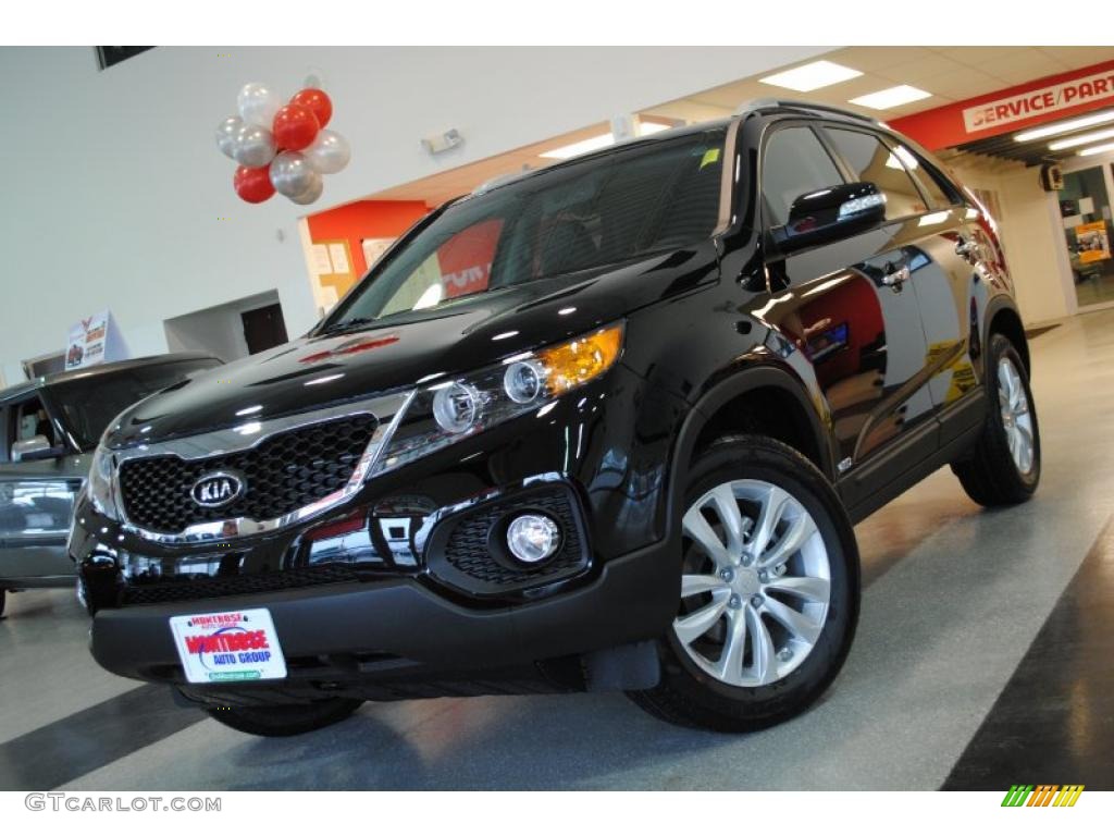 2011 Sorento EX AWD - Ebony Black / Black photo #2