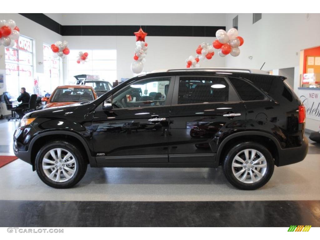 2011 Sorento EX AWD - Ebony Black / Black photo #4