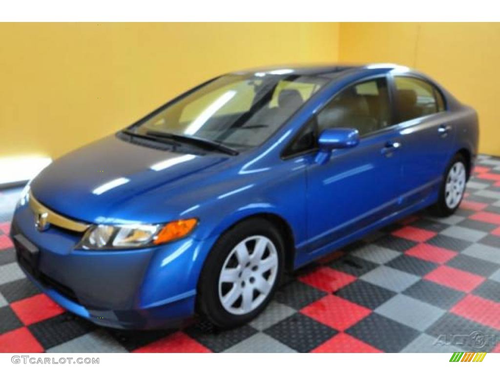 2007 Civic LX Sedan - Atomic Blue Metallic / Gray photo #3