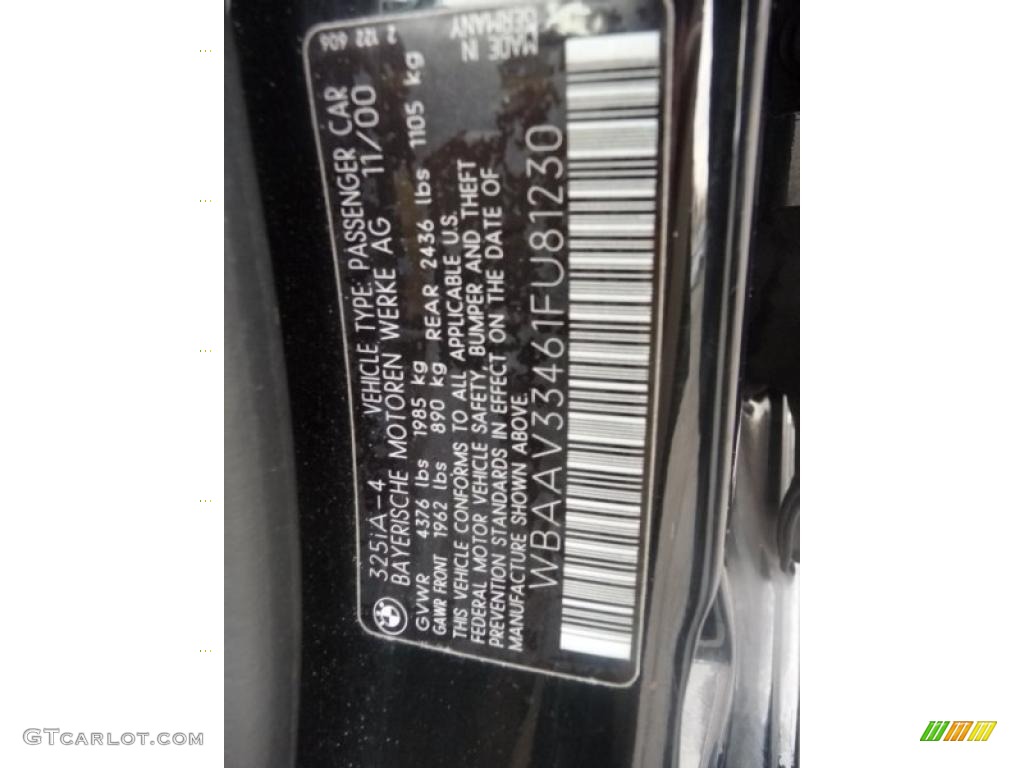 2001 3 Series 325i Sedan - Jet Black / Sand photo #23