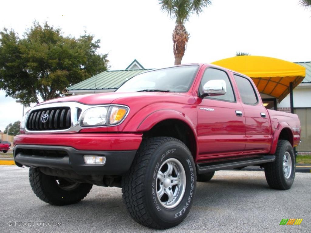 2003 Tacoma V6 TRD PreRunner Double Cab - Radiant Red / Oak photo #1