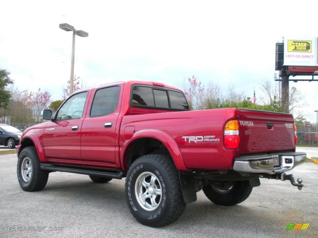 2003 Tacoma V6 TRD PreRunner Double Cab - Radiant Red / Oak photo #7