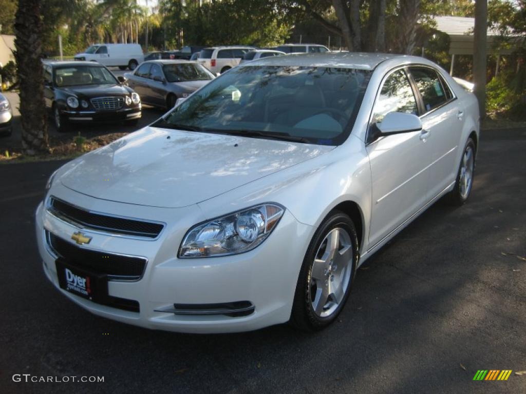 2010 Malibu LT Sedan - White Diamond Tricoat / Titanium photo #1