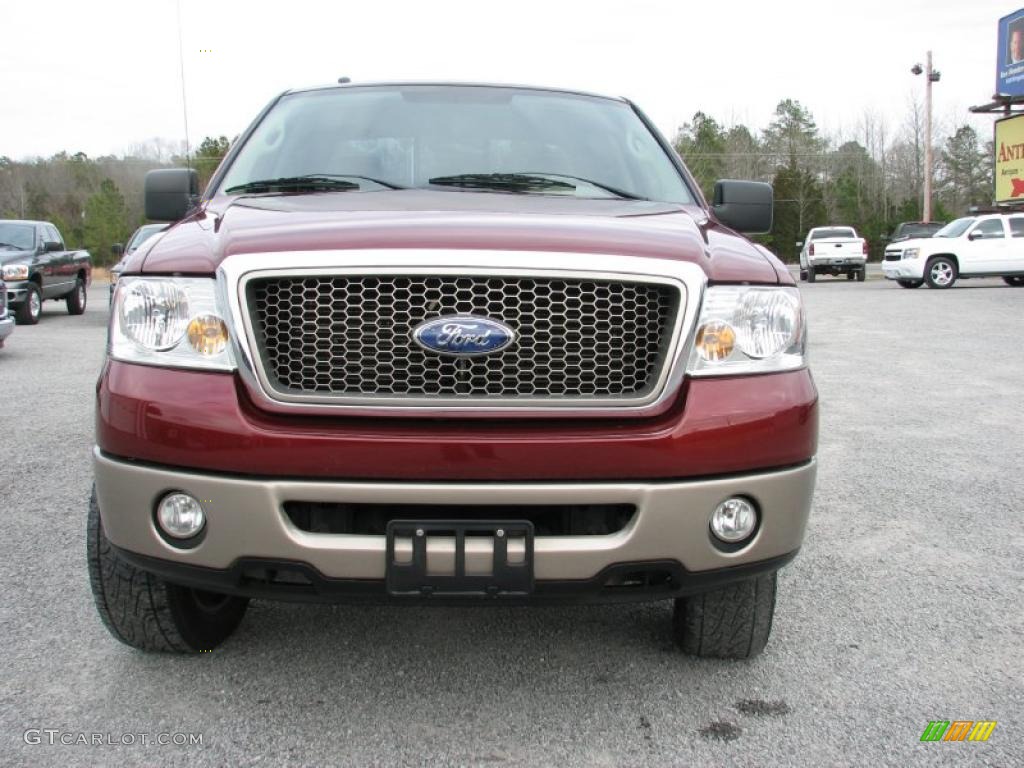 2006 F150 Lariat SuperCrew 4x4 - Dark Toreador Red Metallic / Tan photo #3