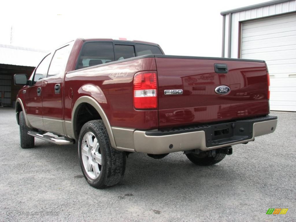 2006 F150 Lariat SuperCrew 4x4 - Dark Toreador Red Metallic / Tan photo #5