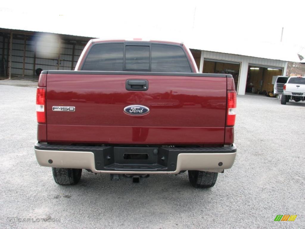 2006 F150 Lariat SuperCrew 4x4 - Dark Toreador Red Metallic / Tan photo #6