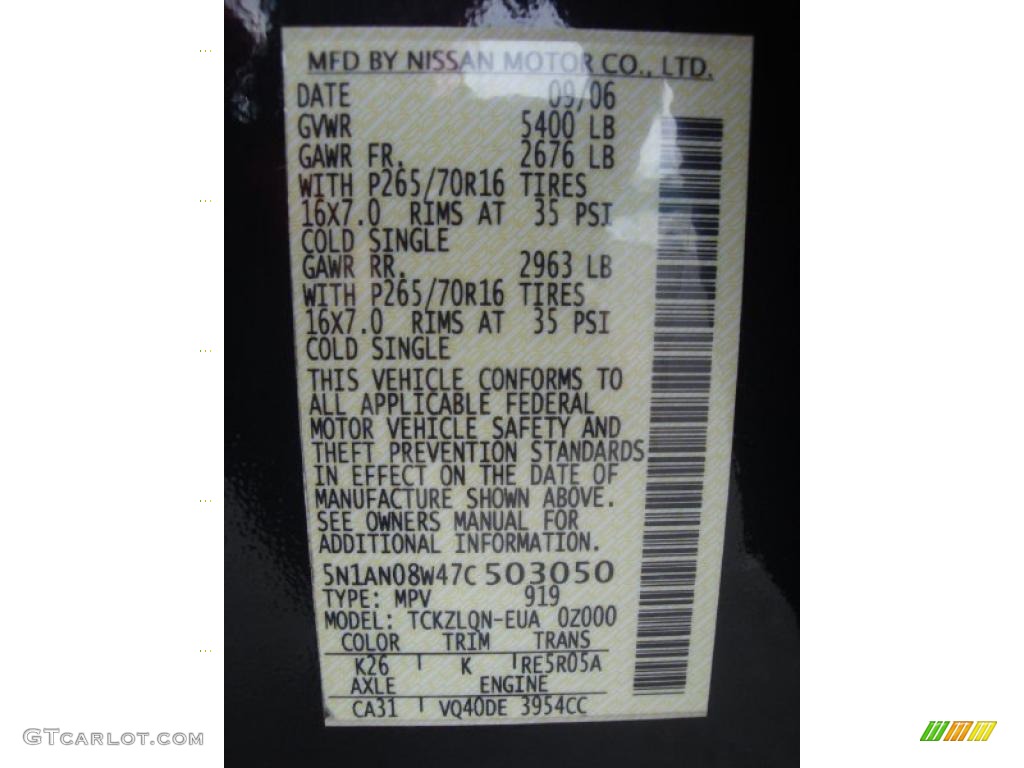 2007 Xterra S 4x4 - Night Armor Black Metallic / Charcoal photo #43