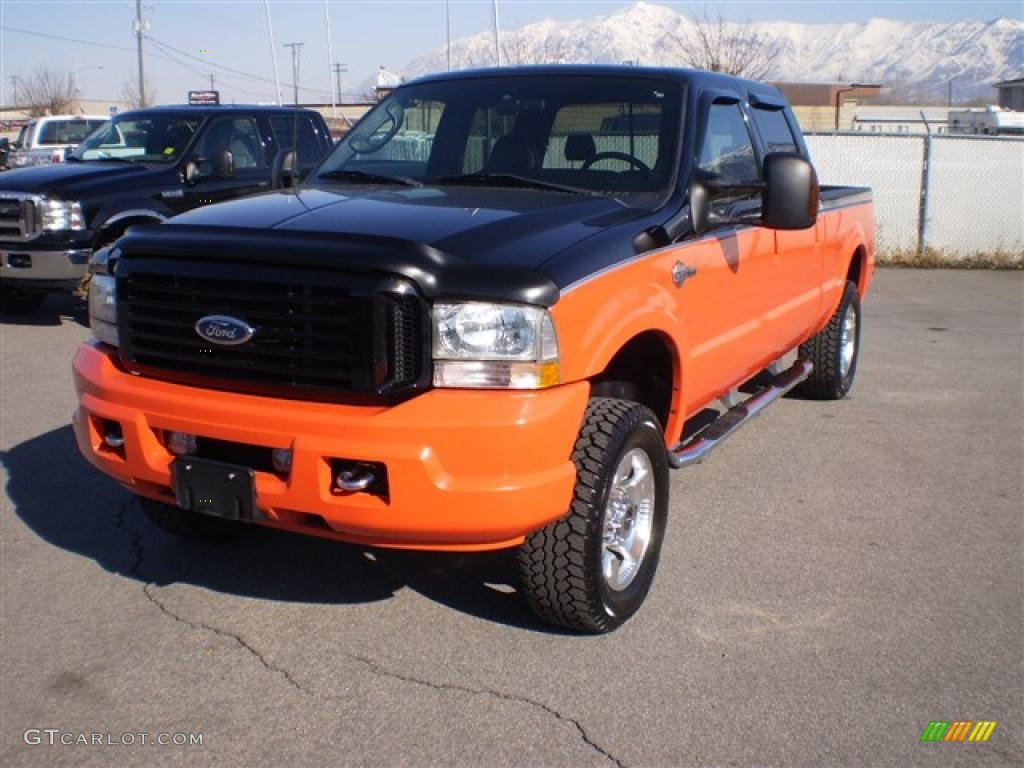 2004 F250 Super Duty Harley Davidson Crew Cab 4x4 - Black/Competition Orange / Black photo #2