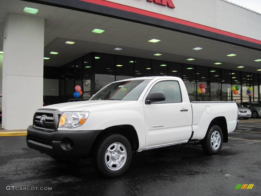 2010 Tacoma Regular Cab - Super White / Graphite photo #1