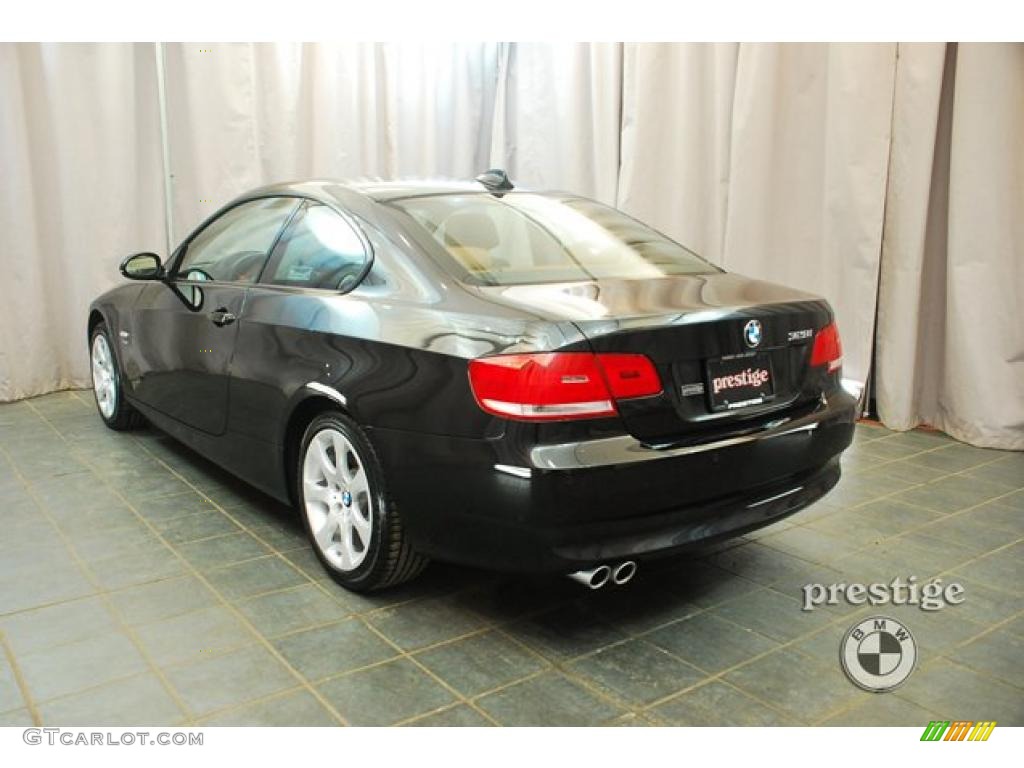2009 3 Series 328xi Coupe - Black Sapphire Metallic / Beige photo #4