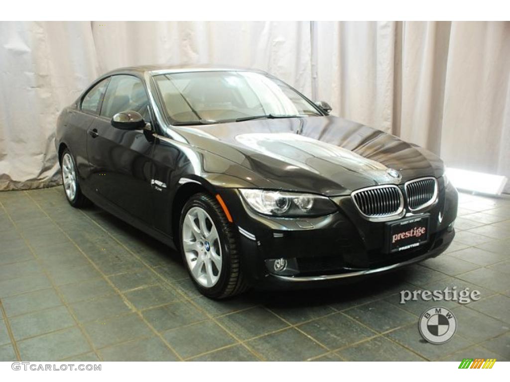 2009 3 Series 328xi Coupe - Black Sapphire Metallic / Beige photo #7