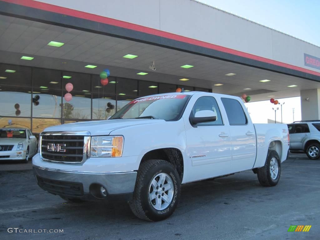 2008 Sierra 1500 SLT Crew Cab 4x4 - Summit White / Light Cashmere photo #1