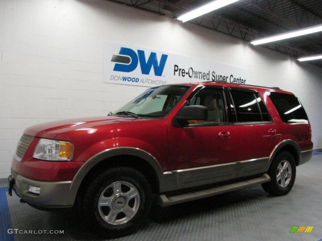 2003 Expedition Eddie Bauer 4x4 - Laser Red Tinted Metallic / Medium Parchment photo #2