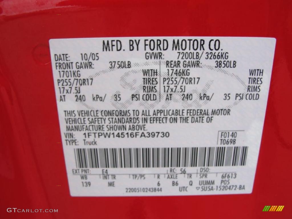 2006 F150 XLT SuperCrew 4x4 - Bright Red / Medium/Dark Flint photo #49