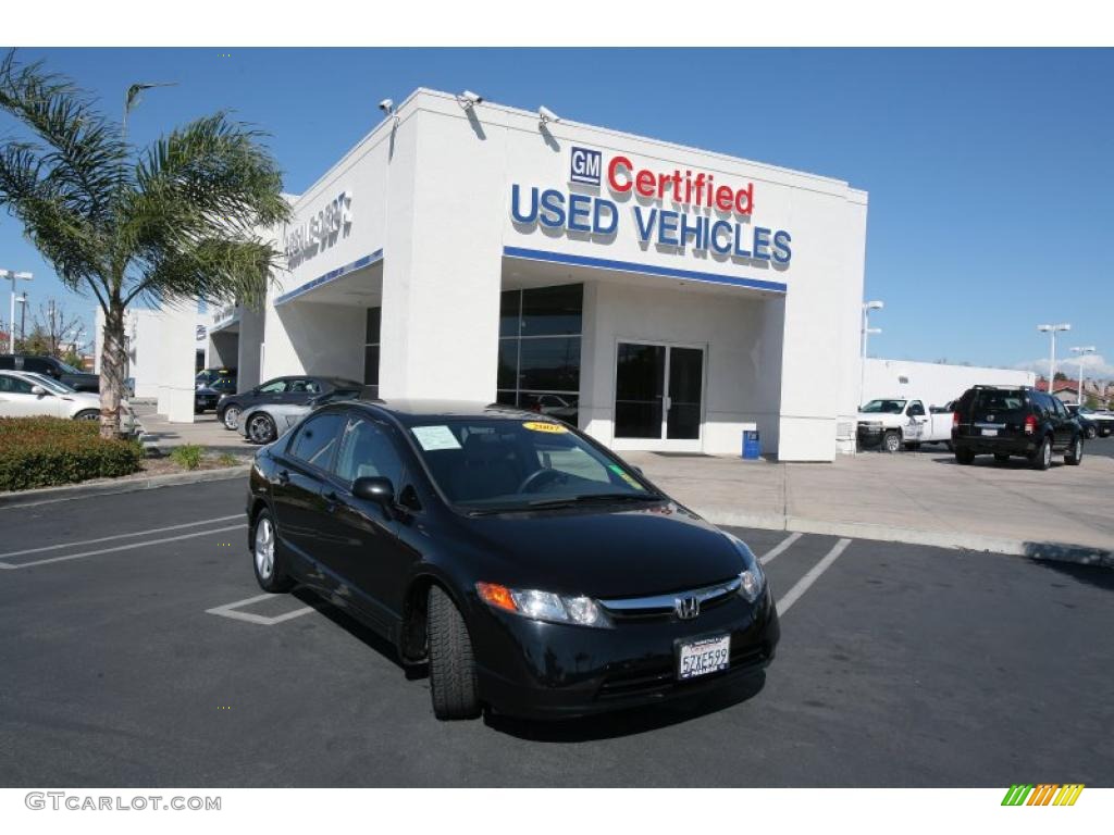 2007 Civic LX Sedan - Nighthawk Black Pearl / Gray photo #1
