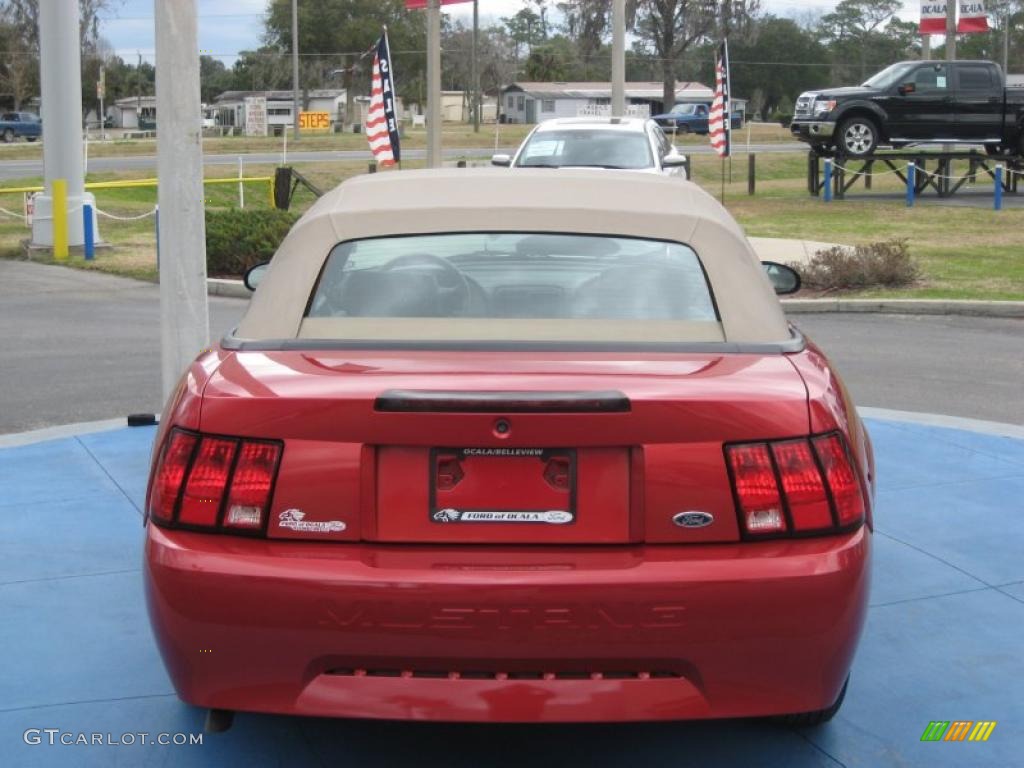 2001 Mustang V6 Convertible - Laser Red Metallic / Medium Parchment photo #4