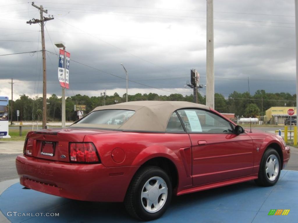 2001 Mustang V6 Convertible - Laser Red Metallic / Medium Parchment photo #5