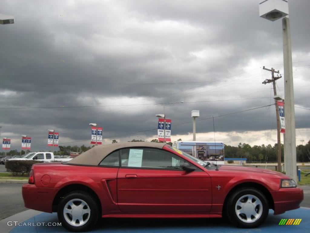 2001 Mustang V6 Convertible - Laser Red Metallic / Medium Parchment photo #6