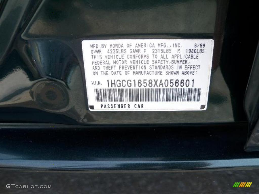 1999 Accord EX V6 Sedan - Dark Emerald Pearl / Ivory photo #20