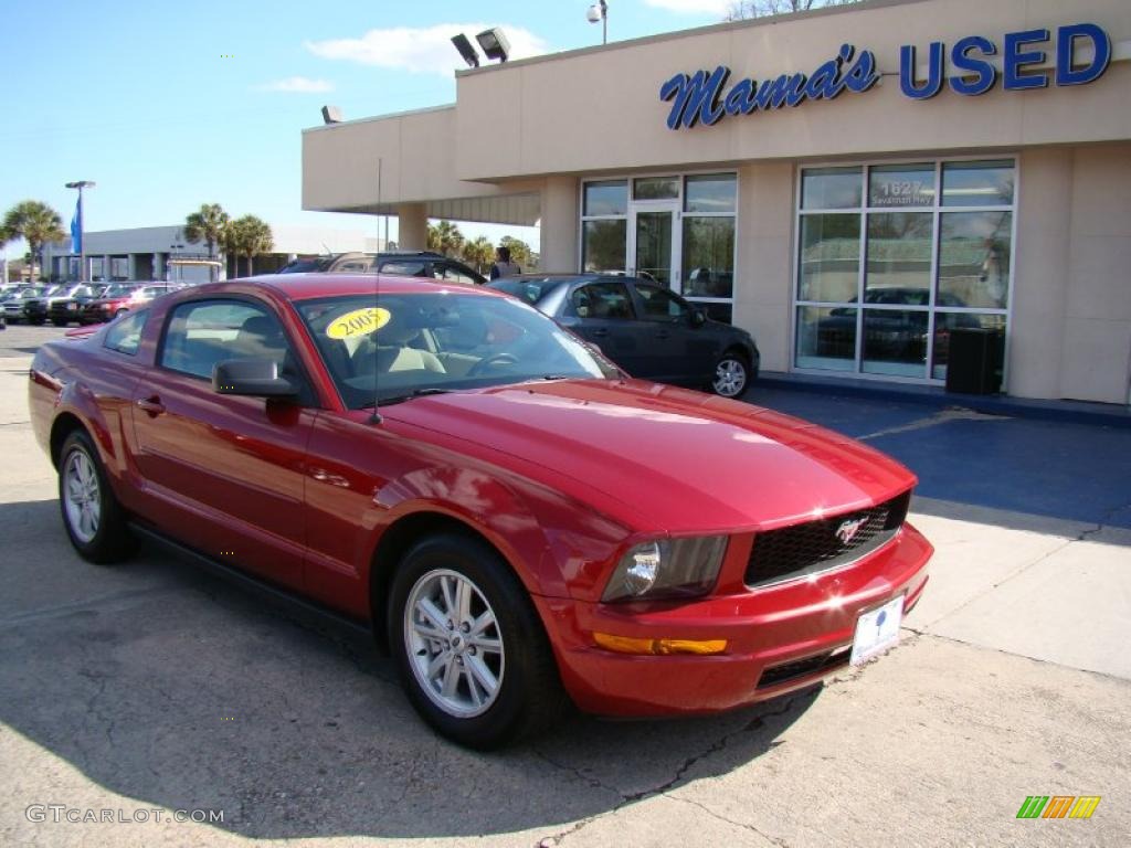 2005 Mustang V6 Deluxe Coupe - Redfire Metallic / Medium Parchment photo #2
