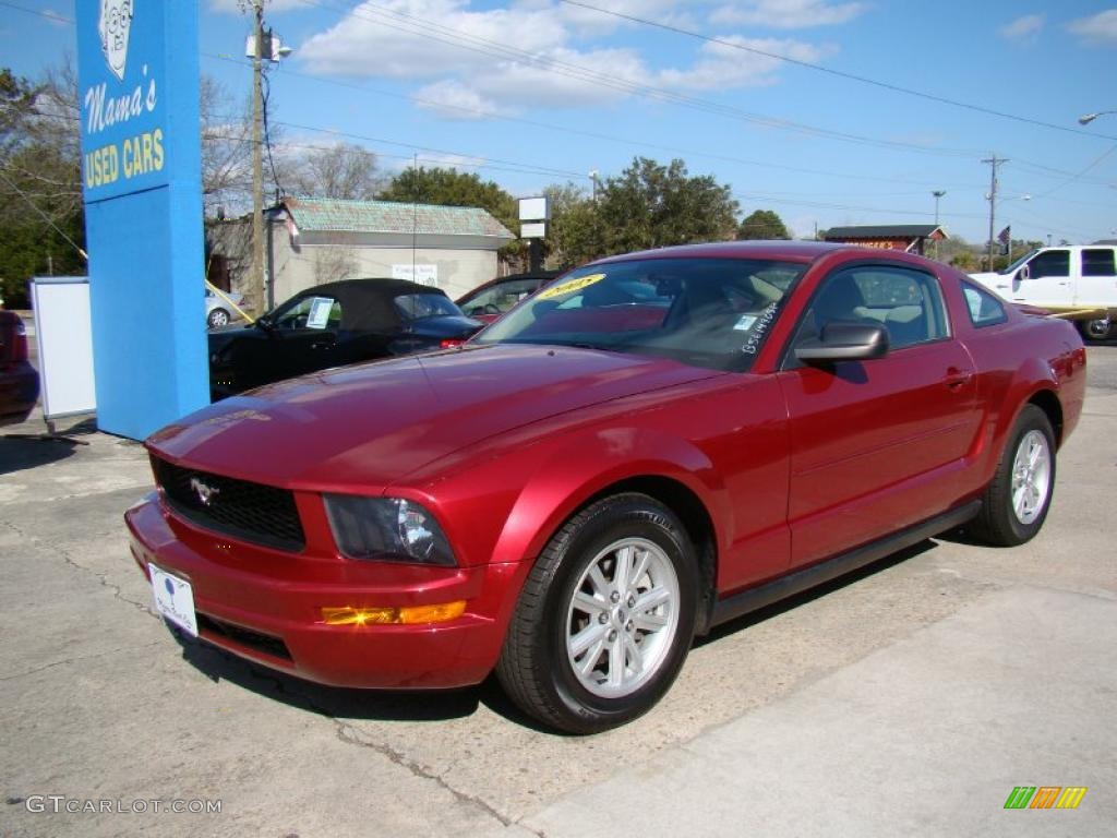 2005 Mustang V6 Deluxe Coupe - Redfire Metallic / Medium Parchment photo #4